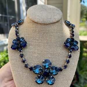 Dimitriadis sparkle blue Swarovski crystal flower necklace